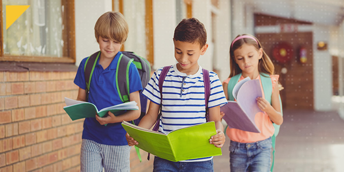 Students walking in hallway