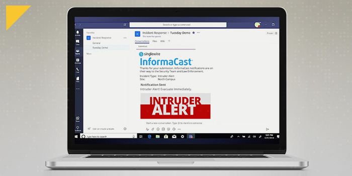 InformaCast alert on Microsoft Teams application