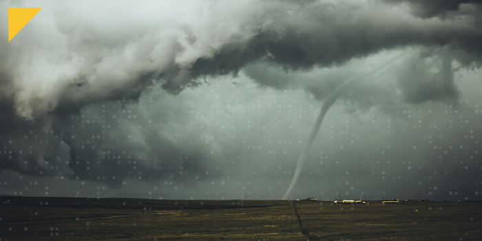 farm land with tornado