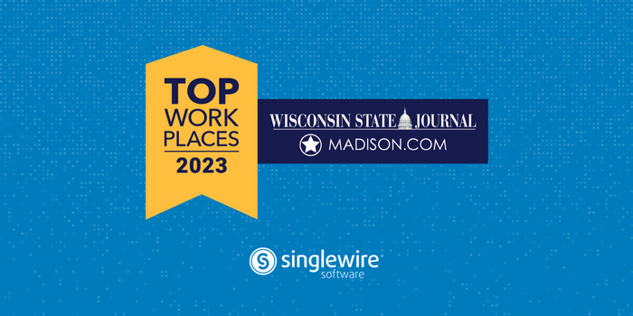 Wisconsin State Journal graphic awarding Singlewire top places to work award
