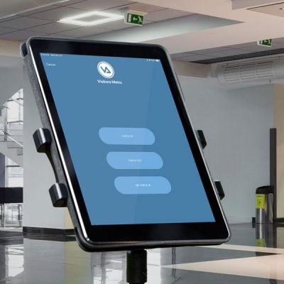 Visitor Aware application open on a tablet